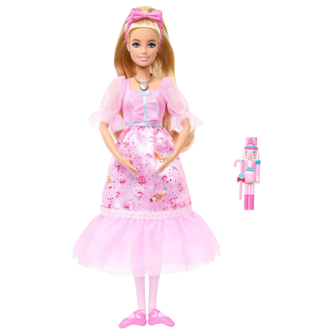 Barbie im Nussknacker Clara Ballerina-Puppe im rosa Satinkleid mit Puffärmeln, beweglichen Knöcheln