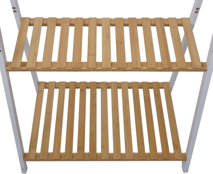 Mendler Bambus Pflanzenregal HWC-Q32, Blumentreppe Pflanzentreppe Badregal, Stange 2 Ablagen 130x70x