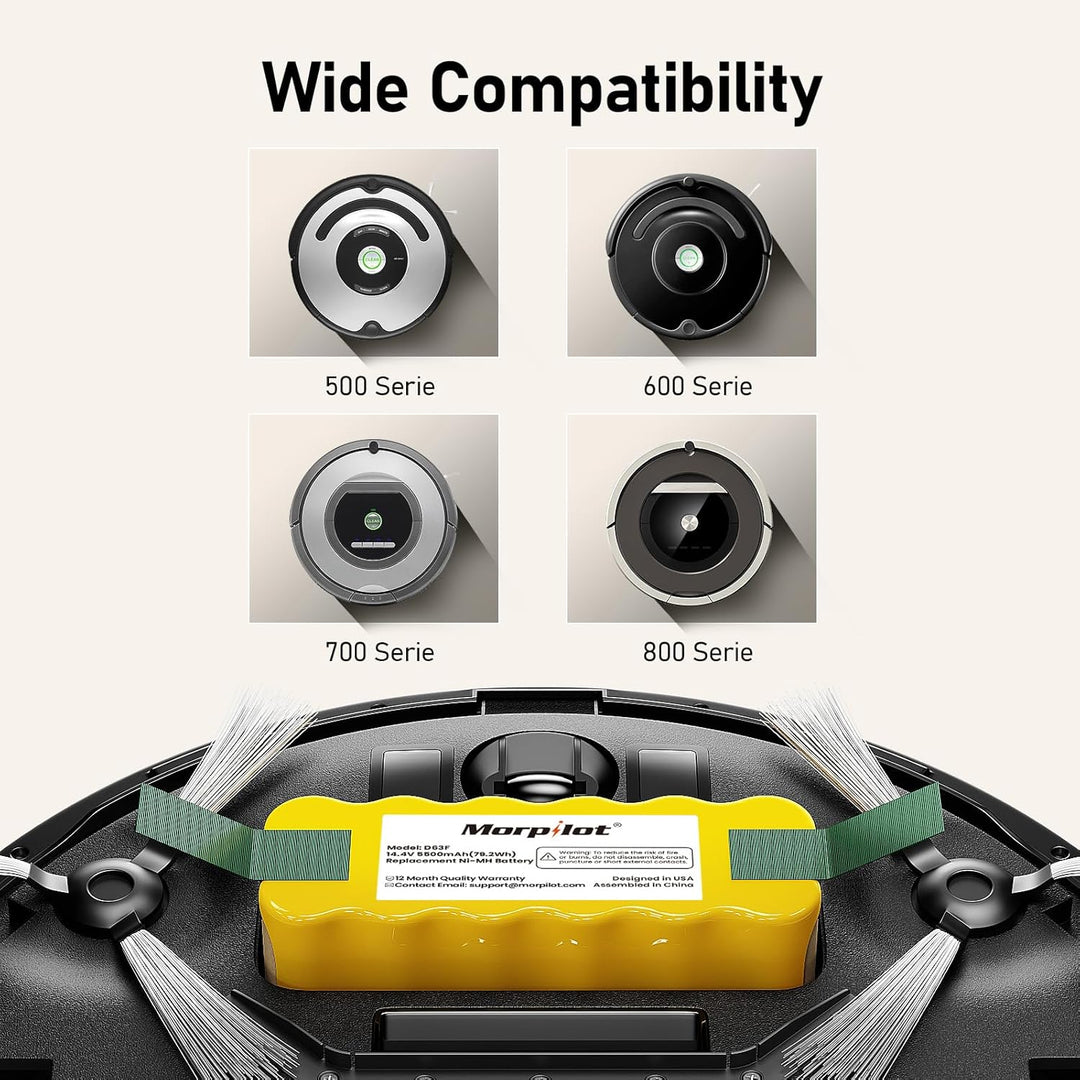 Morpilot 5500mAh Akku für iRobot Roomba, NI-MH Ersatzakku für iRobot Roomba 500 521 530 560 563 565