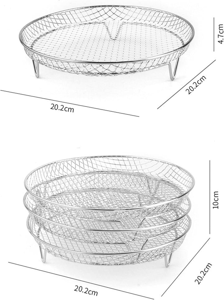 YUEMING Heissluftfritteuse Zubehör, 3 Layers Air Fryer Rack for Air Fryer Ofen Backen Braten mit Sil
