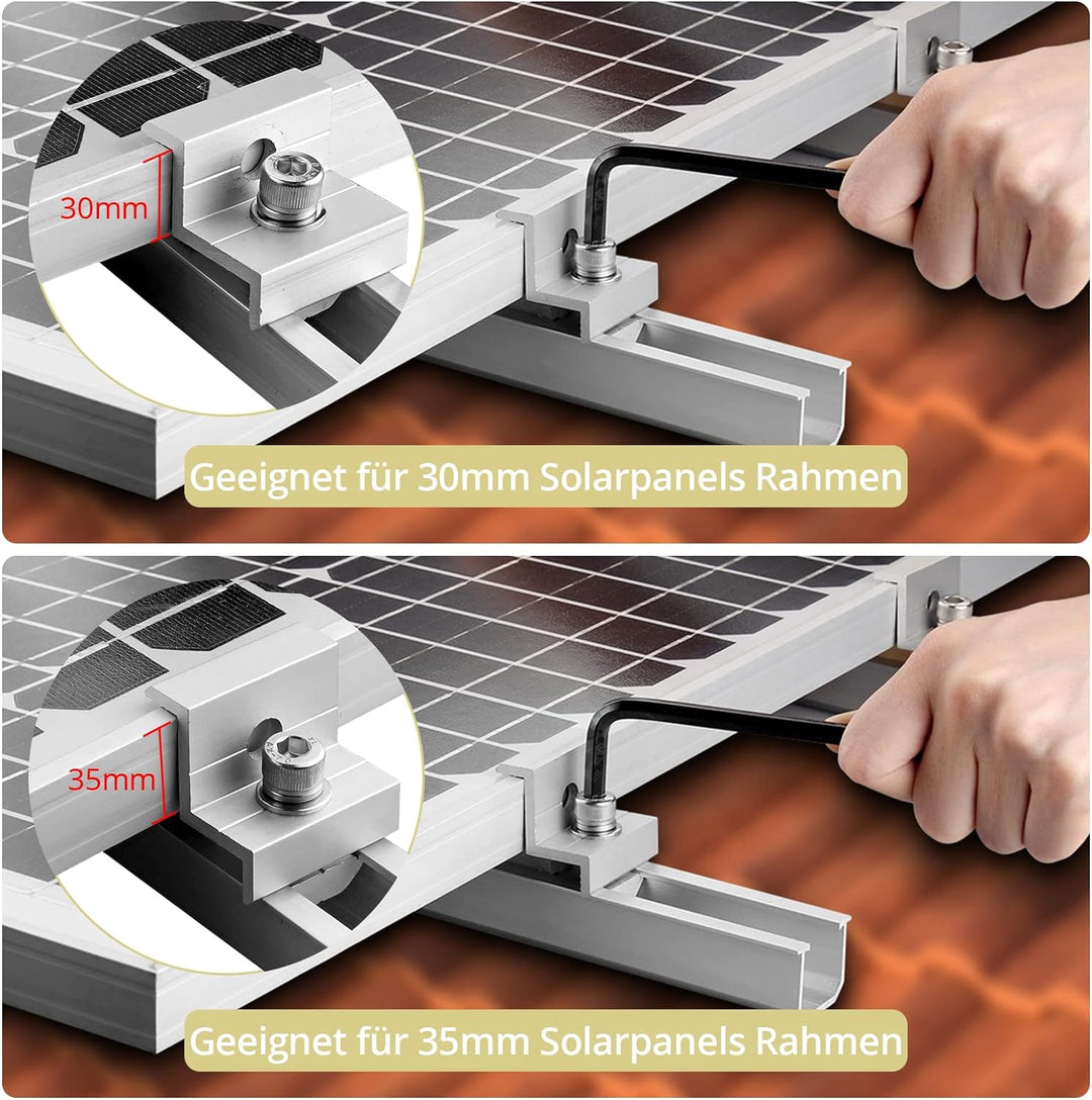 Anbte Solarmodul Halterung Kit, 6 Stück 200mm Kurzschiene aus Aluminium inkl. 6pcs Endklemme für Mod