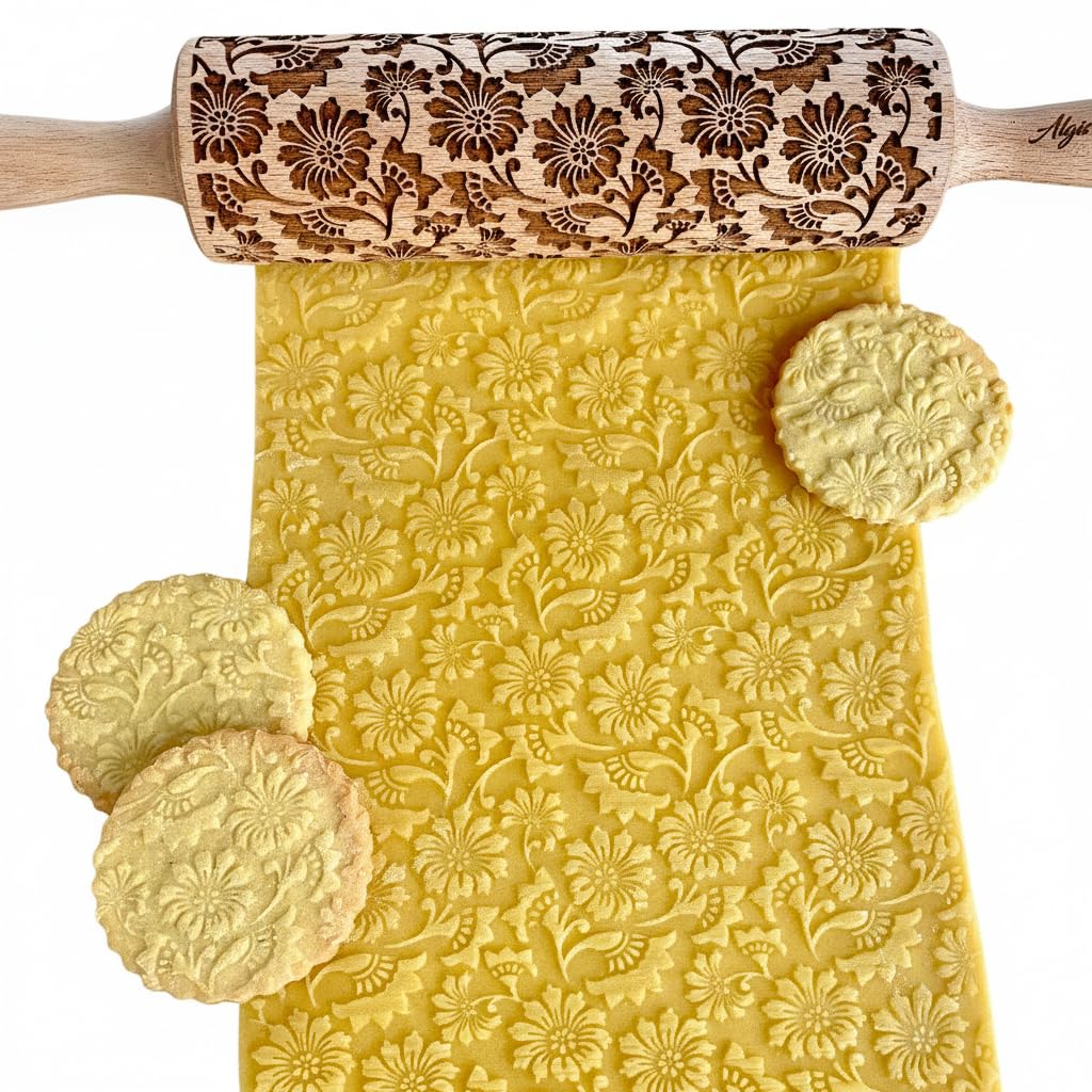 Nudelholz für Hausgemachtes Gebäck und Keramik MOOSROSE. Teigroller für Teig & Plätzchen, Kuchen & G