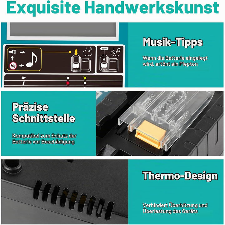 3.5A DC18RC Schnellladegerät Kompatibel mit Makita 14,4V-18V Li-Ion akku BL1815 BL1830 BL1840 BL1850