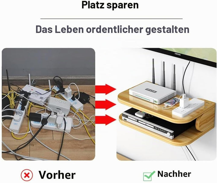 Hggzeg WiFi Router Aufbewahrungsbox Schwebende Regale TV Set-Top-Rack, Wandmontage mehrschichtige Ka