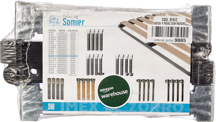 IMEX EL ZORRO Set mit 4 Beinen mit Rollen, 275 x 30 x 30 cm, Metall, neutral, 39x5x3 cm Set mit 4 Be