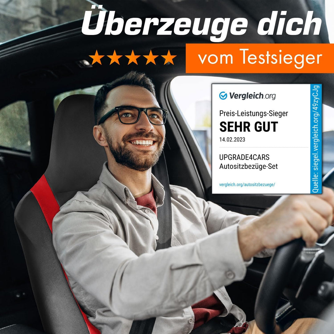 Upgrade4cars Autositzbezüge Set für Pilotensitze | Autositzbezug Komplettset in Rot | Autoschonbezüg