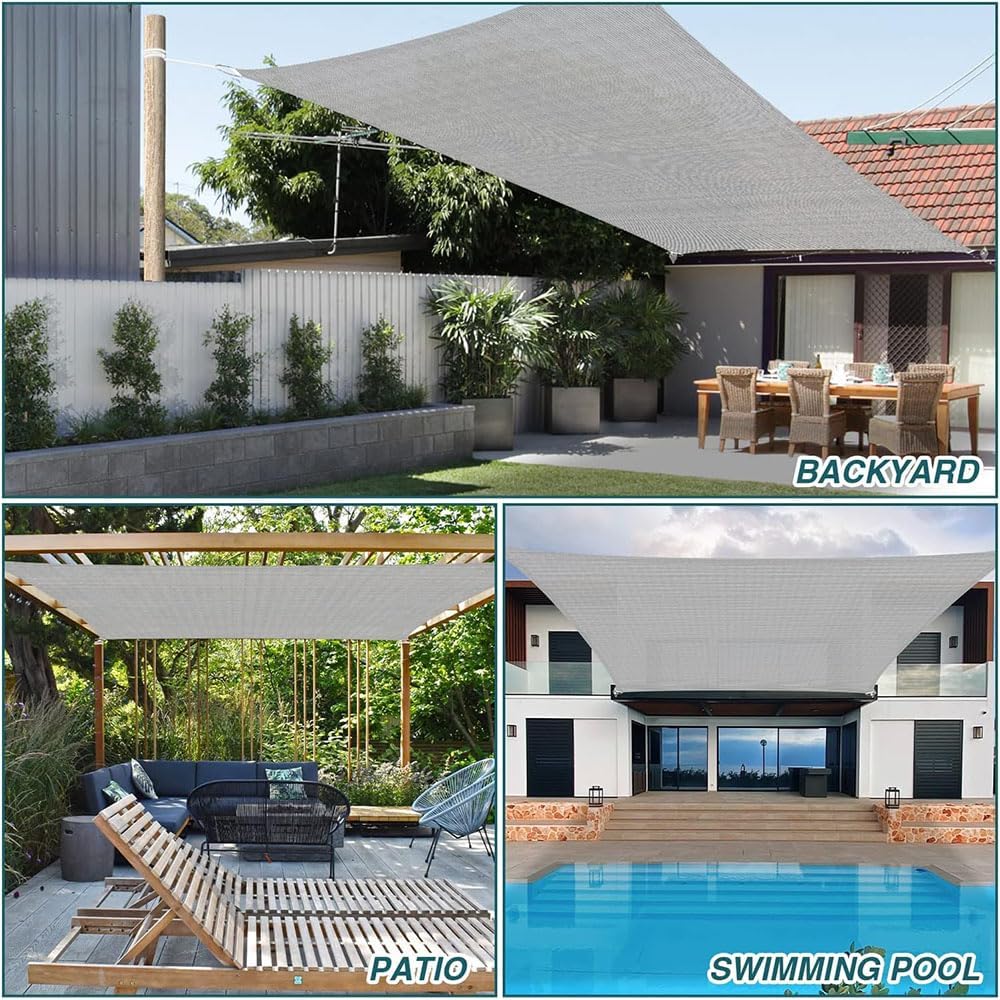 Sonnensegel Wasserdicht 2x3m mit Befestigungs, Sonnensegel Rechteckig für Balkon UV Schutz Sonnensch