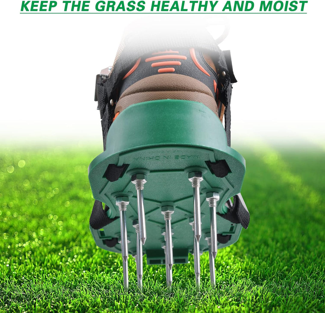 SHADDOCK Rasenbelüfter Schuhe Gartengras Rasenbelüfter Nagelschuhe mit mit 26 Spikes und 4 verstellb
