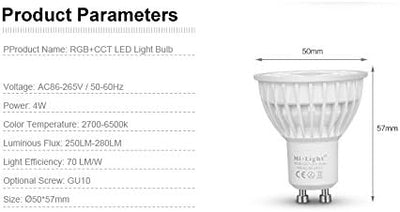 LIGHTEU®, 12x 4W GU10 RGB + CCT LED-Strahler Farbwechsel und CCT WW CW Temperatur einstellbar, origi