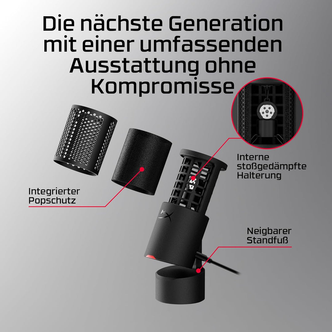 HyperX SoloCast 2 USB-Mikrofon – Gaming & Streaming Mikrofon mit Tap-to-Mute, 96 kHz/24-Bit Aufnahme