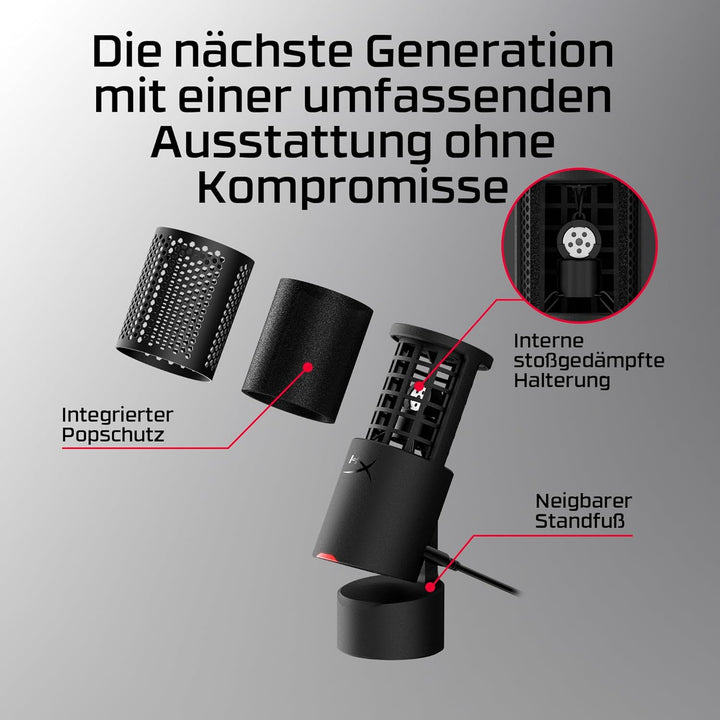 HyperX SoloCast 2 USB-Mikrofon – Gaming & Streaming Mikrofon mit Tap-to-Mute, 96 kHz/24-Bit Aufnahme