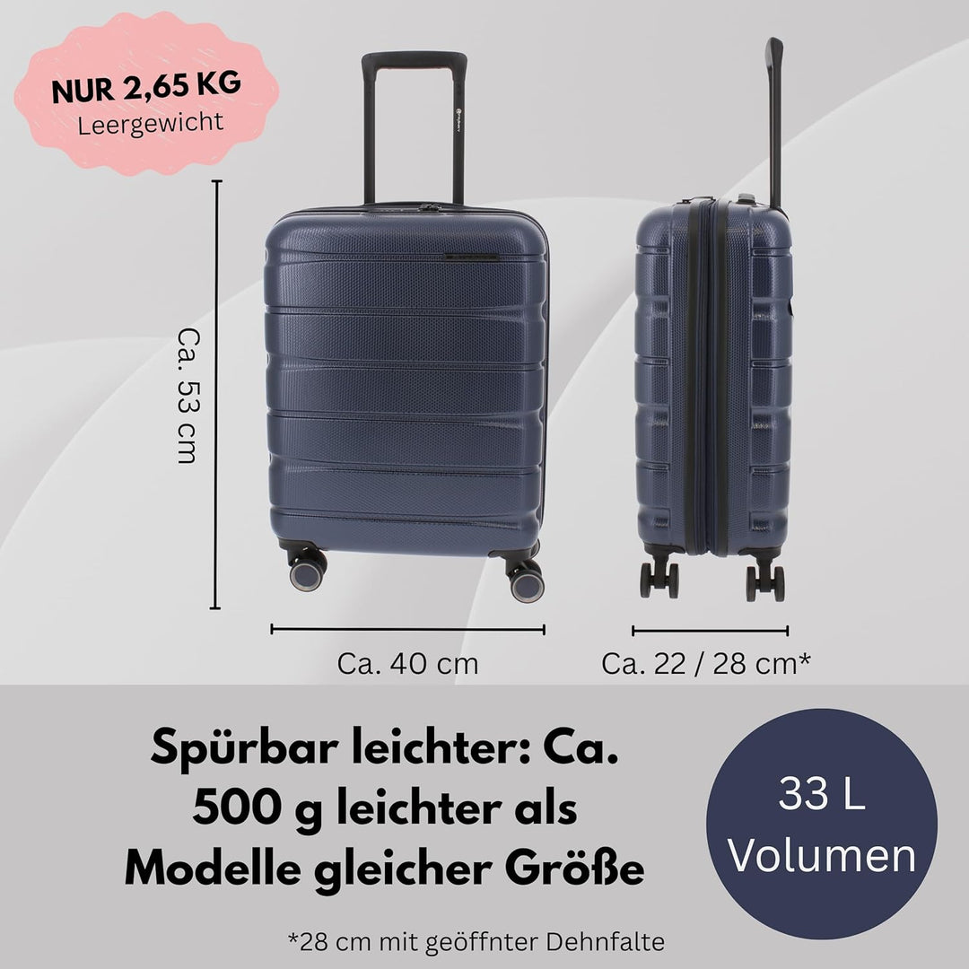 Franky 4-Rad Koffer, Trolley aus ABS Material, funktionaler Hartschalen Koffer, Reisegepäck mit TSA