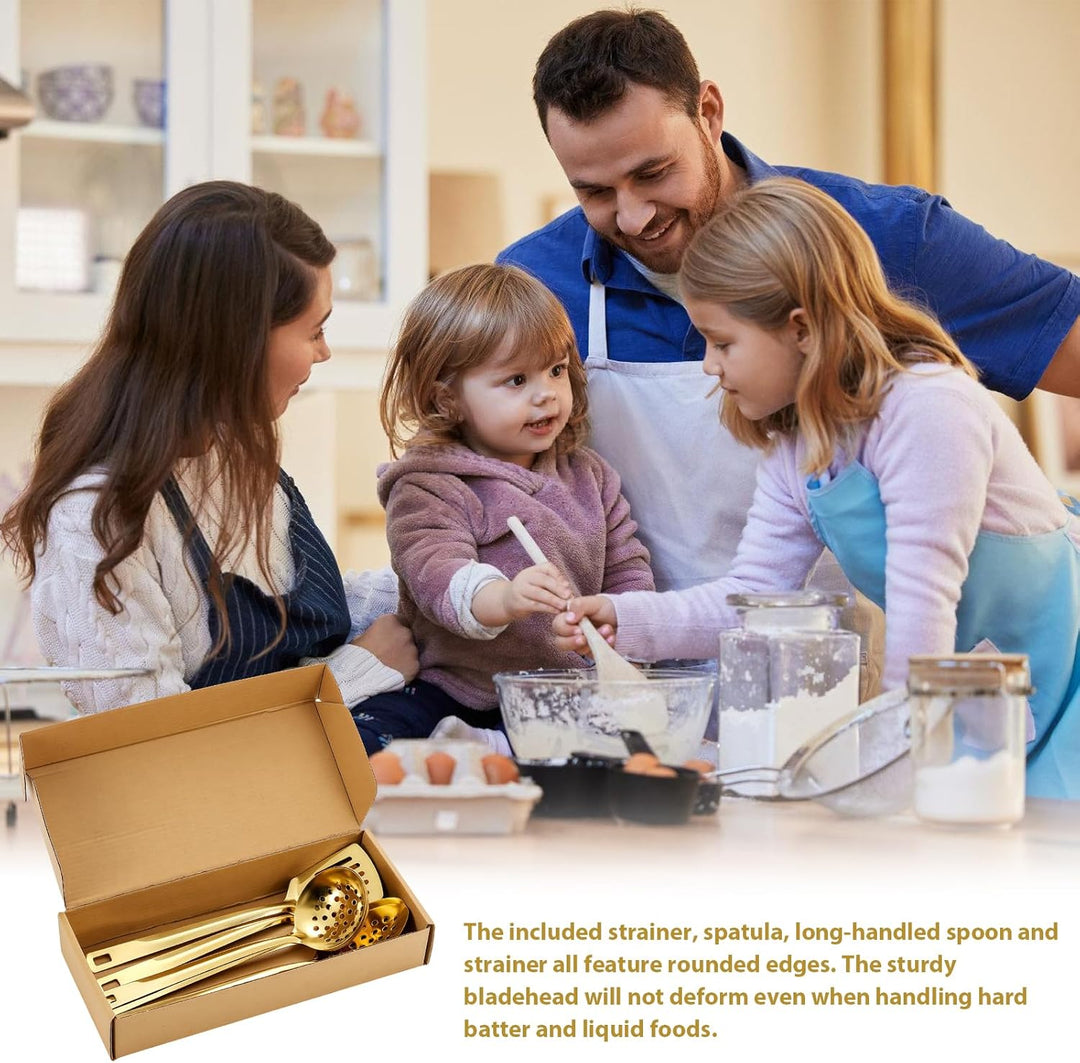 Gold Küchenutensilien Set 6-teilig, Edelstahl Kochutensilien Set, Küchengeräte Set, Home Essentials