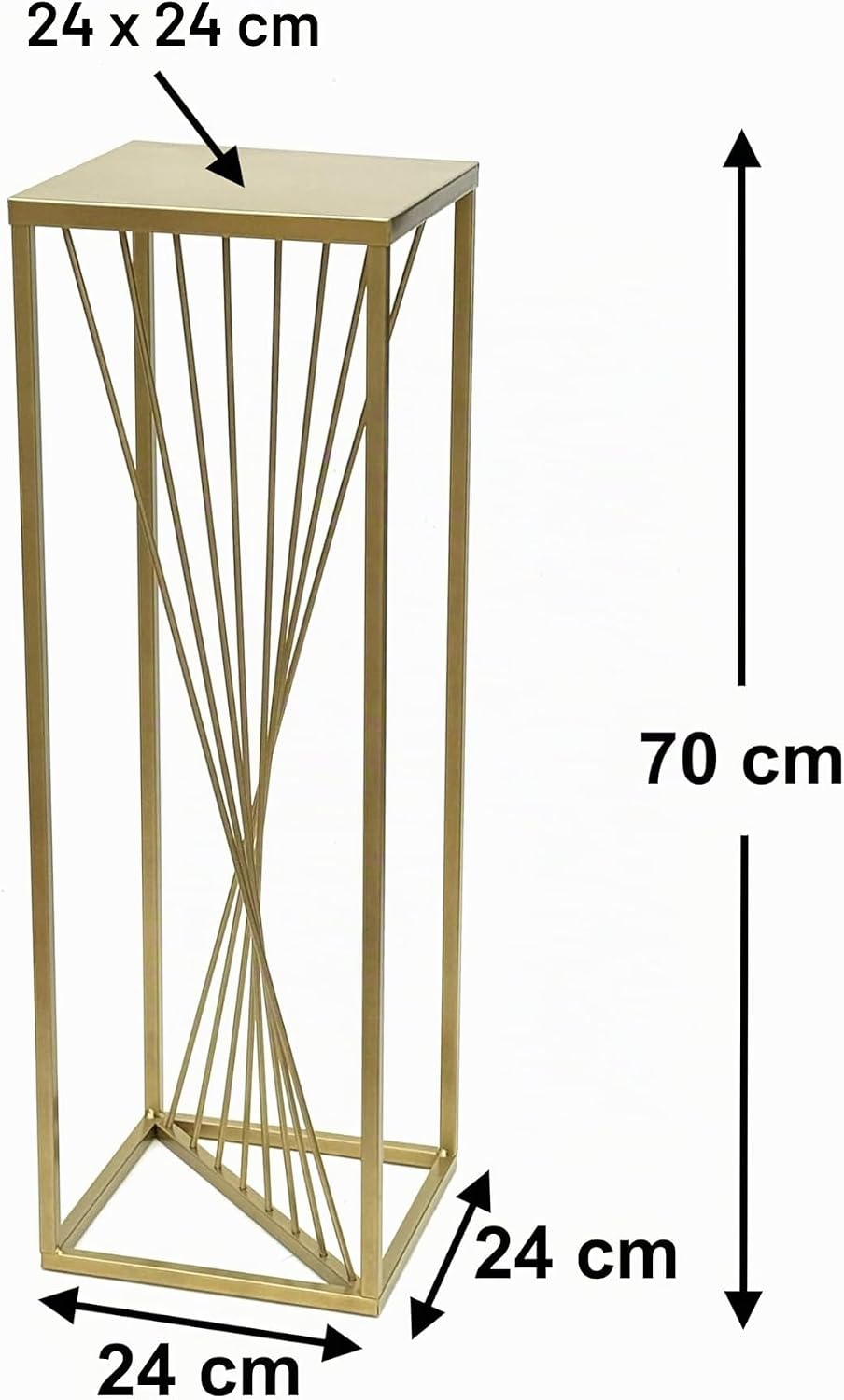 DanDiBo Blumenhocker Metall Gold Eckig 70 cm Blumenständer Beistelltisch 96565 Blumensäule Design Mo