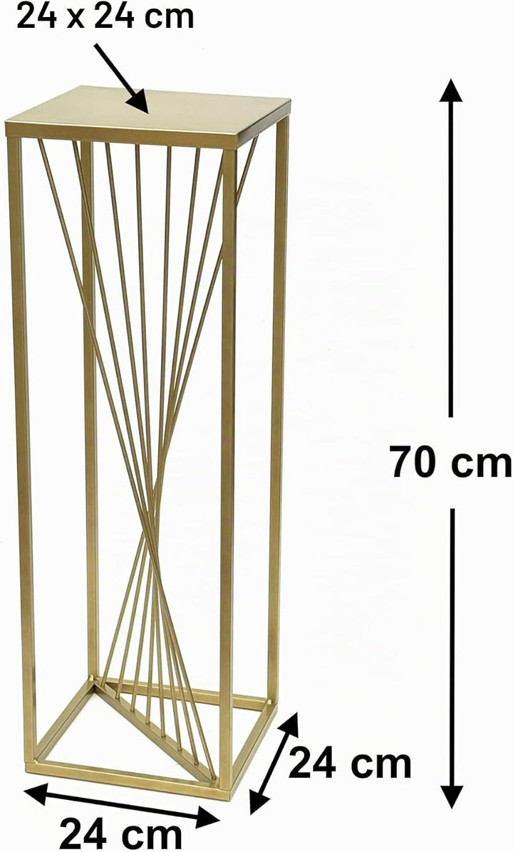 DanDiBo Blumenhocker Metall Gold Eckig 70 cm Blumenständer Beistelltisch 96565 Blumensäule Design Mo