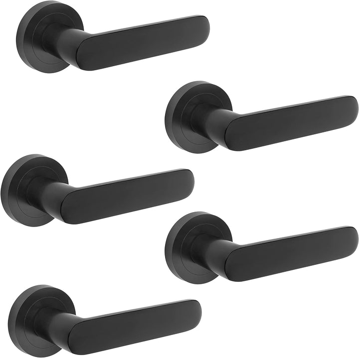 Emuca - Türgriffe für Innenttüren, 5 Türgriff-Set mit Rosetten für Zimmertüren D.50 mm, Aluminium, S