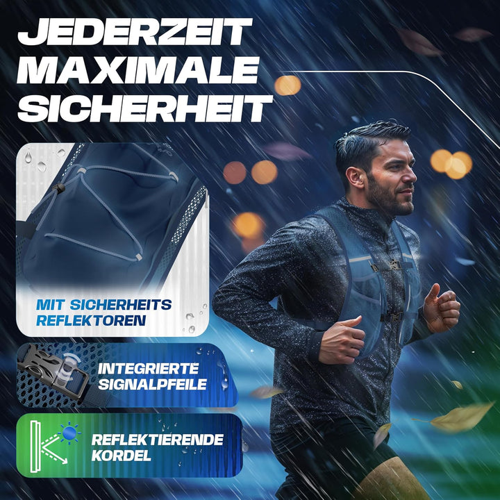 SASMO® Laufweste Damen & Herren 5L / 2L | Running Vest - Ultraleicht & atmungsaktiv| Laufrucksack Da