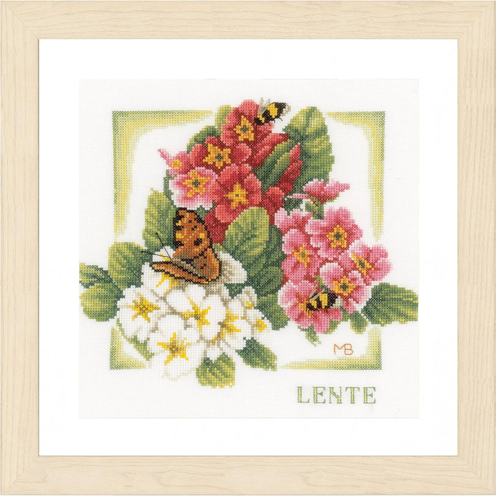 Lanarte Zählmusterpackung Frühling Zählstoff Kreuzstichpackung, Baumwolle, Mehrfarbig, 25 x 25 x 0.3