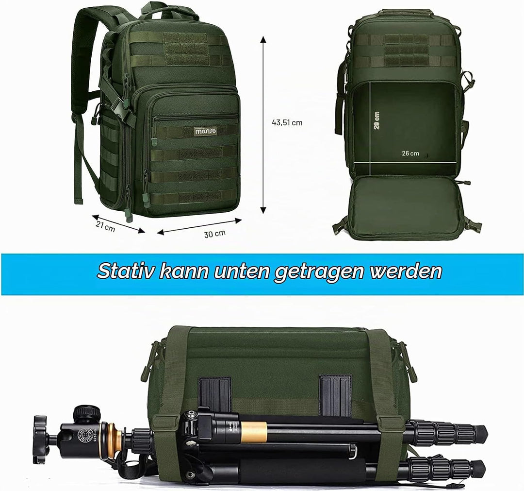 MOSISO Kamerarucksack, DSLR/SLR/Spiegellose Fotografie Taktisch Kamera Tasche Hülle Wandern im Freie
