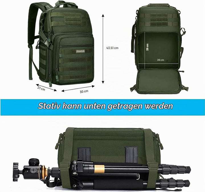 MOSISO Kamerarucksack, DSLR/SLR/Spiegellose Fotografie Taktisch Kamera Tasche Hülle Wandern im Freie