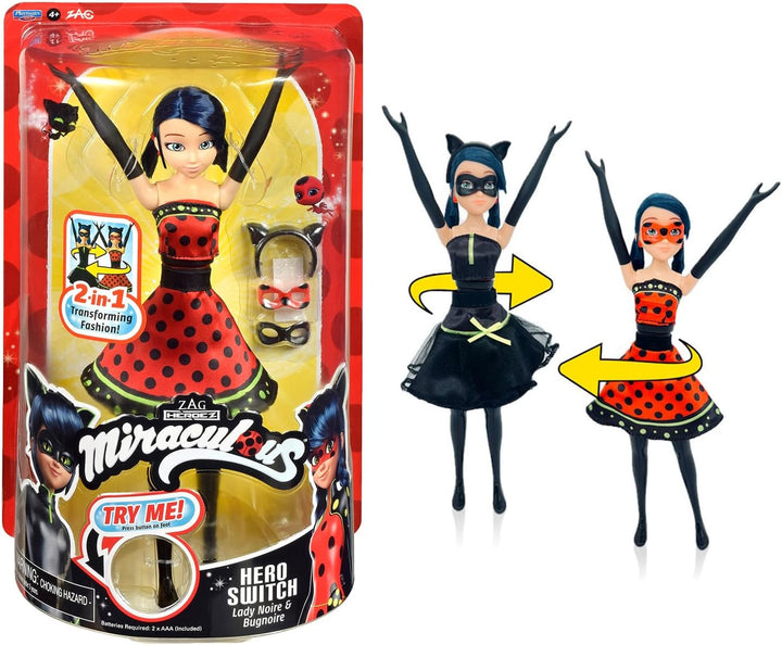 BANDAI - Miraculous - Verwandlungspuppe Ladybug - 26 cm Puppe, die Sich in Lady Noire und Bug Noire