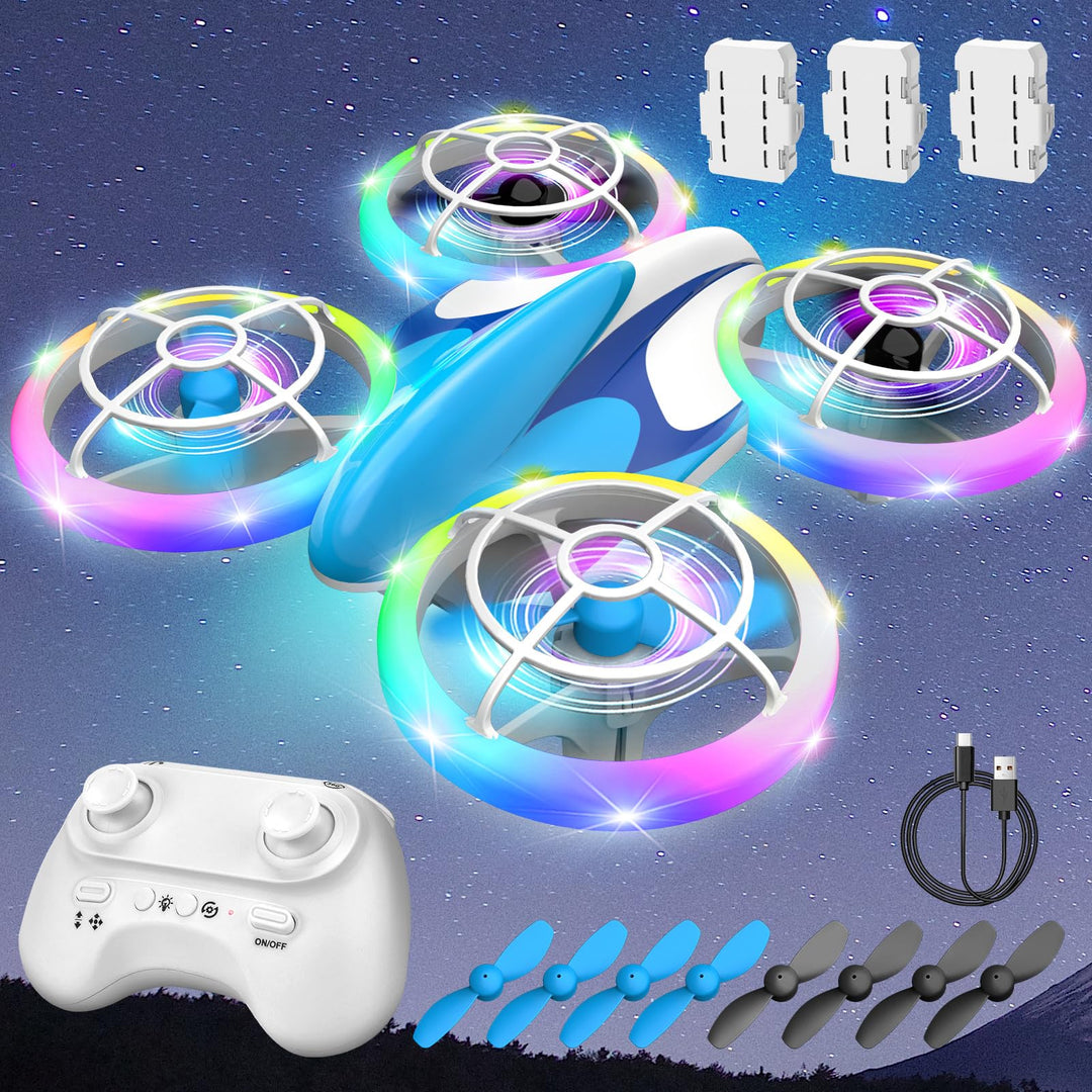 Mini Drohne für Kinder Spielzeug ab 6 7 8 9 10+ Jahre, RC Flugzeug Drone mit 3 Akkus, 360°Flips, LED