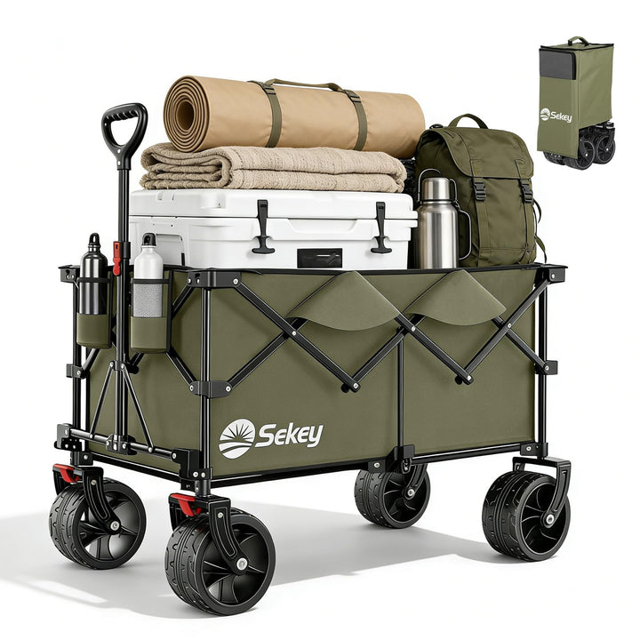 Sekey XXL Plus Bollerwagen Faltbar 200L 200KG Belastbar, Faltbollerwagen mit Extra Breite 17x10 cm A
