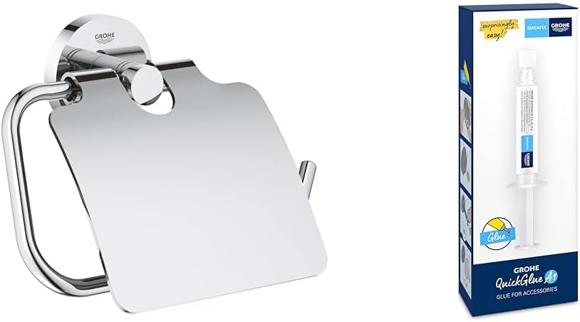GROHE Start - Papierhalter (Material: Metall, verdeckte Befestigung, mit Deckel, langlebig), Chrom,