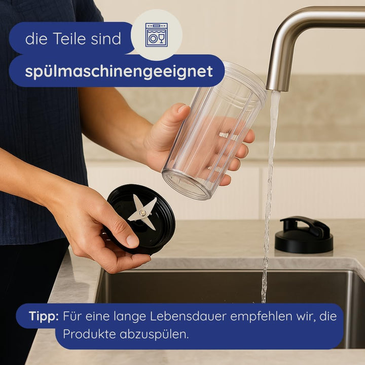 Safecourt Standmixer – Kraftvoller Smoothie Maker, Mixer & Blender To-Go [1000W] – für Smoothies, Sh