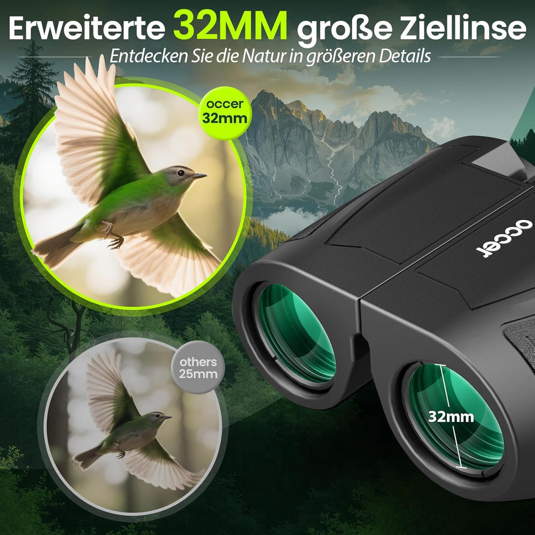 12x32 Fernglas Erwachsene High Definition - occer Kompaktes Fernglas für Kinder- Klare Ferngläser Fa