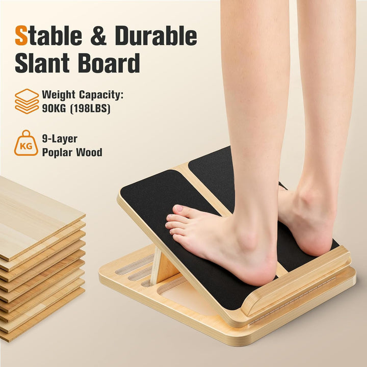 Wadendehner, Portable Wooden Slant Board mit Einstellbaren Winkeln, Stretch Board for Wadendehnung,