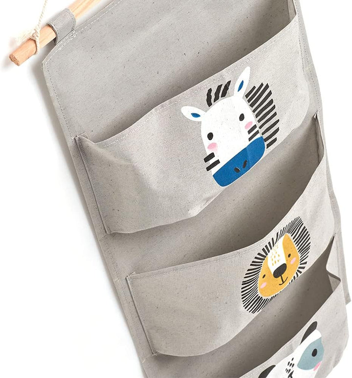Zeller 14287 Hänge-Aufbewahrung "Animals", Baumwolle/Polyester, ca. 35x81,5 cm ca. 35 x 81,5 cm Grau