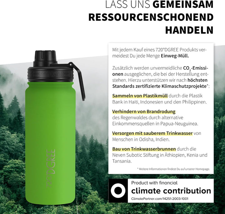720°DGREE Edelstahl Thermo Trinkflasche 530ml “noLimit” +Früchtebehälter - Auslaufsicher, Kohlensäur