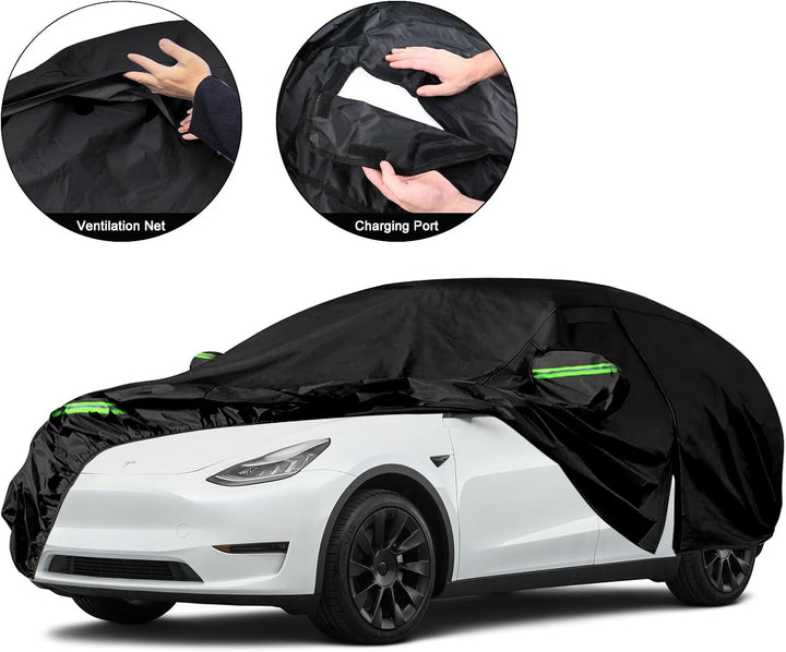 Autoabdeckung Wasserdicht Passend für Tesla Model Y 2020-2024, Atmungsaktiv Vollgarage Autoplane für