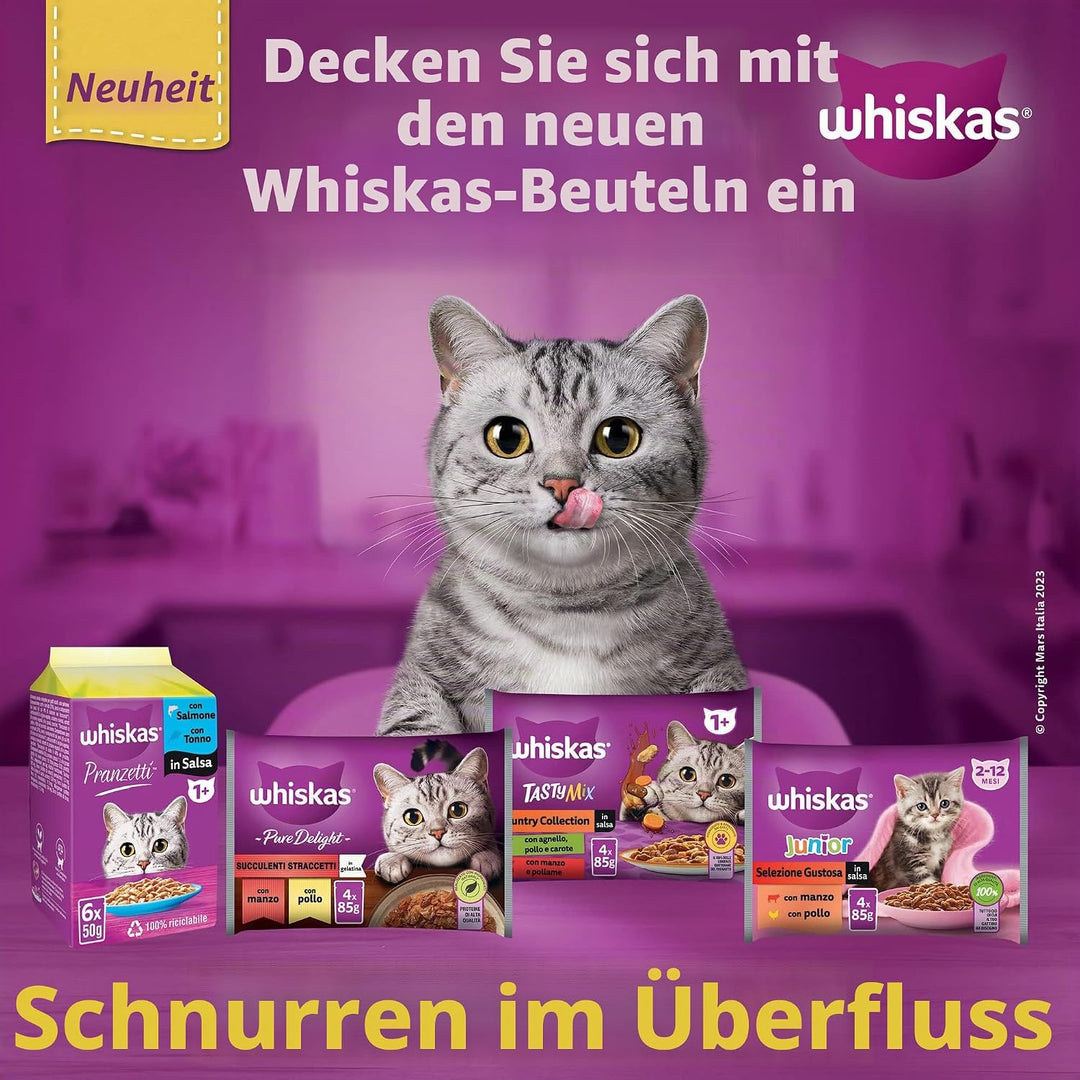 Whiskas Tasty Mix Nassfutter für Erwachsene Katzen, Auswahl des Chefkochs in Sosse, 13 x 4 x 85 g Wh