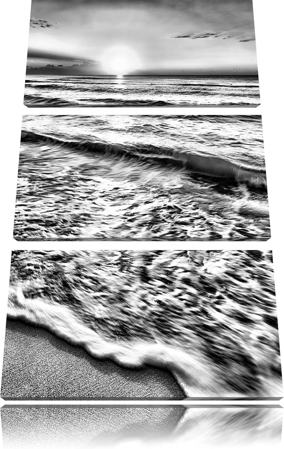 Pixxprint Meer bei Sonnenuntergang als Leinwandbild/Grösse: 3 Teilig (120x80) cm/Wandbild/Kunstdruck