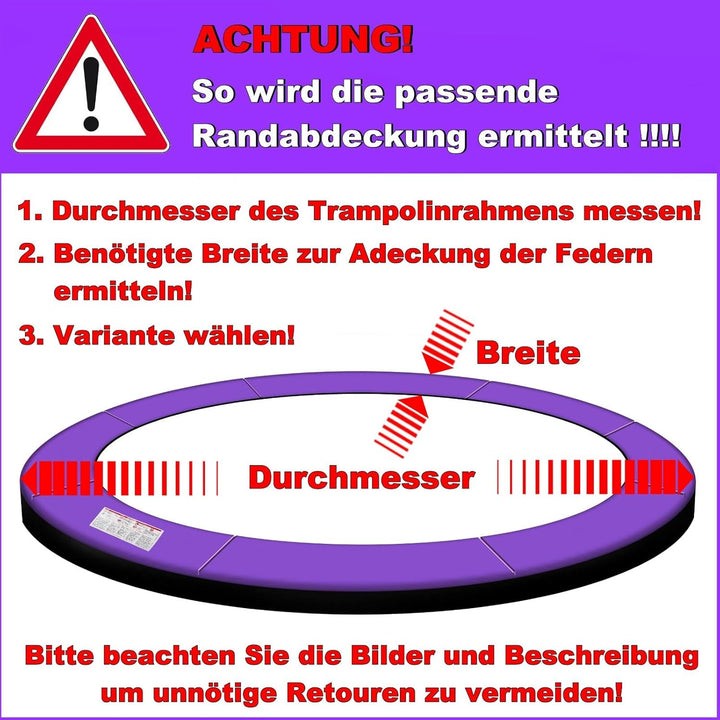 Baunsal® Trampolin Randabdeckung Ø 183 244 250 275 300 305 335 366 370 396 400 427 430 457 460 487 4