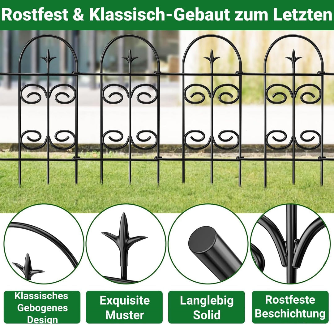 Amagabeli Beetzaun Metall 81cm(H) x38cm(L)-7P Gartenzaun Metall Zaunelementen Gartenzäune Dekorative