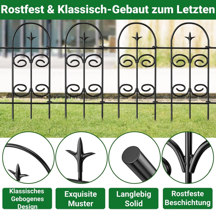 Amagabeli Beetzaun Metall 81cm(H) x38cm(L)-7P Gartenzaun Metall Zaunelementen Gartenzäune Dekorative