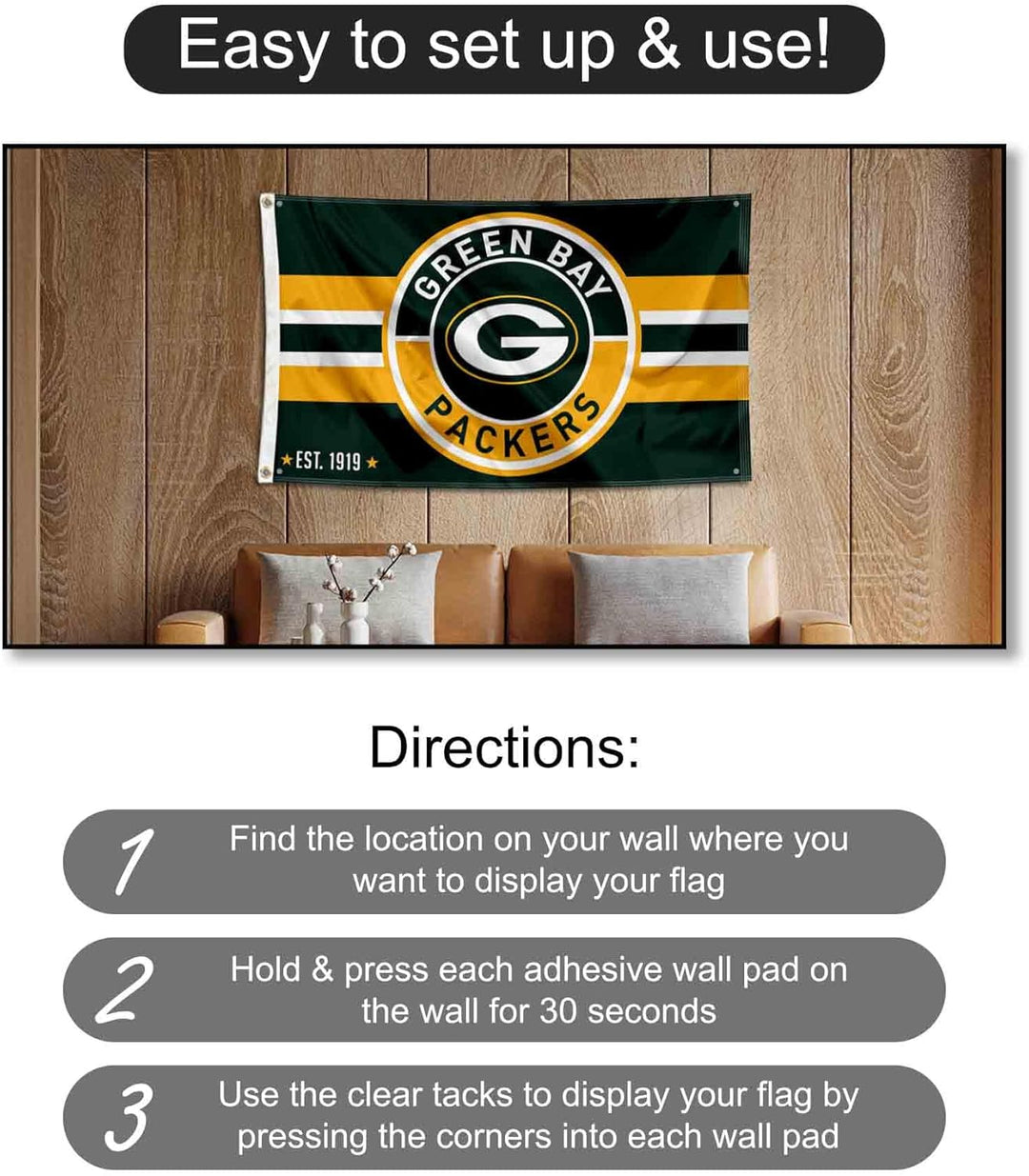 Green Bay Packers Patch Button Banner und Tapisserie Wandaufkleber