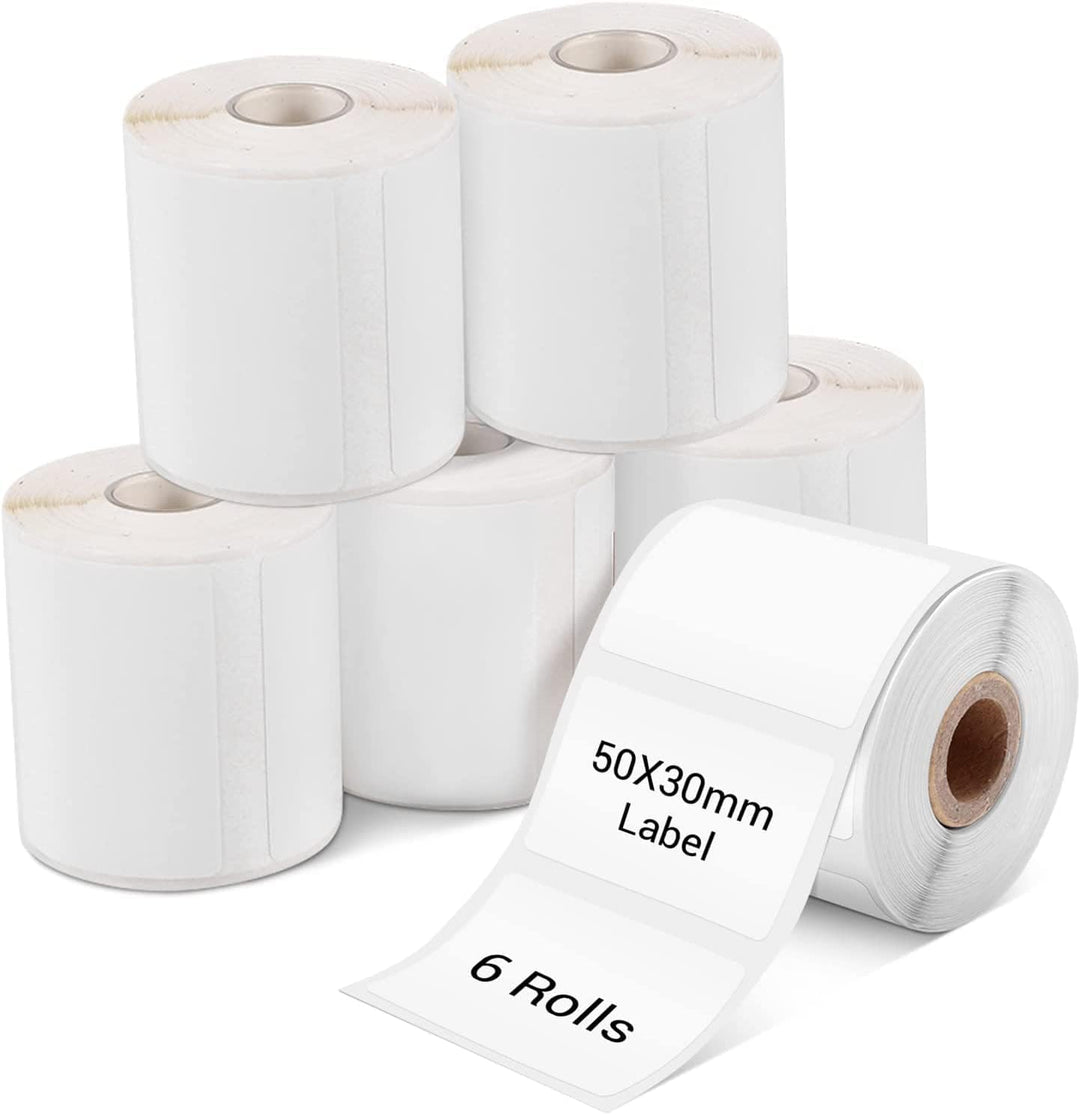 Phomemo 6 Rollen M110 Etikett, 6 Rollen M110/M110S/M120/M200/M220/M221 Thermopapier – 50 x 30 mm Eti