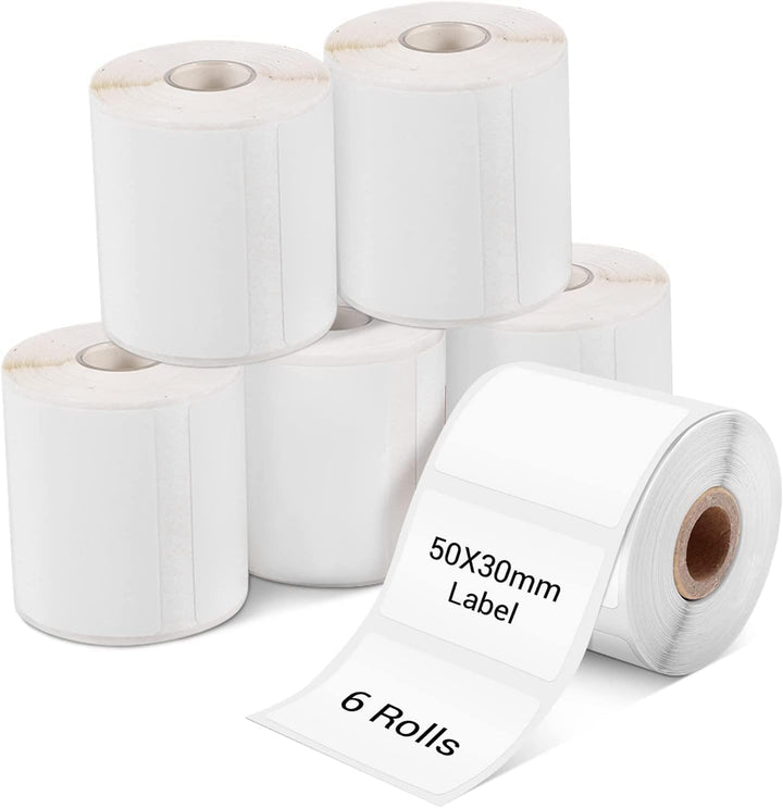 Phomemo 6 Rollen M110 Etikett, 6 Rollen M110/M110S/M120/M200/M220/M221 Thermopapier – 50 x 30 mm Eti