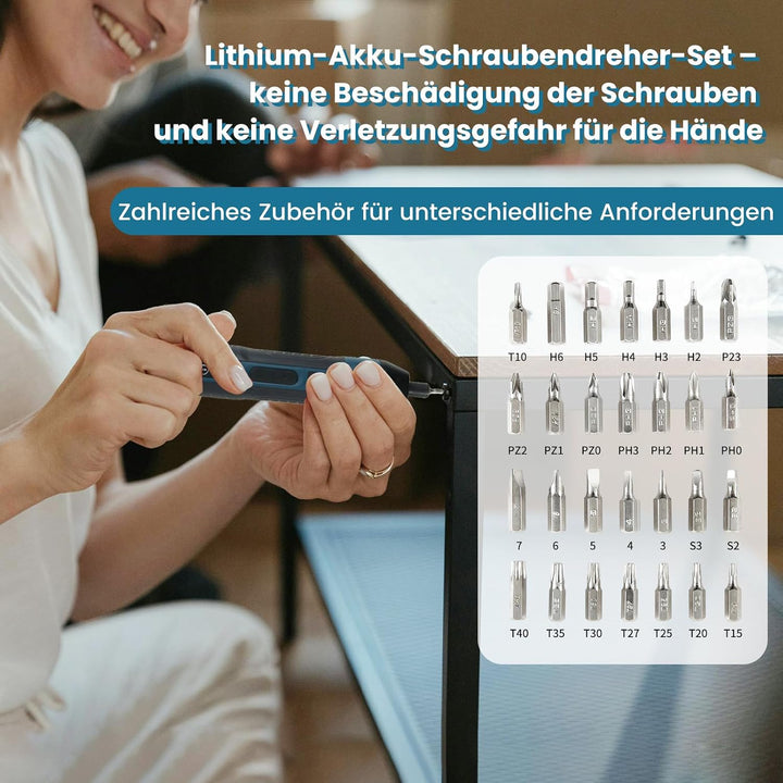 Mini Akkuschrauber 105 in 1, 4V Akku Schraubendreher, Elektrischer Schraubendreher, mit 4-Gang-Drehm