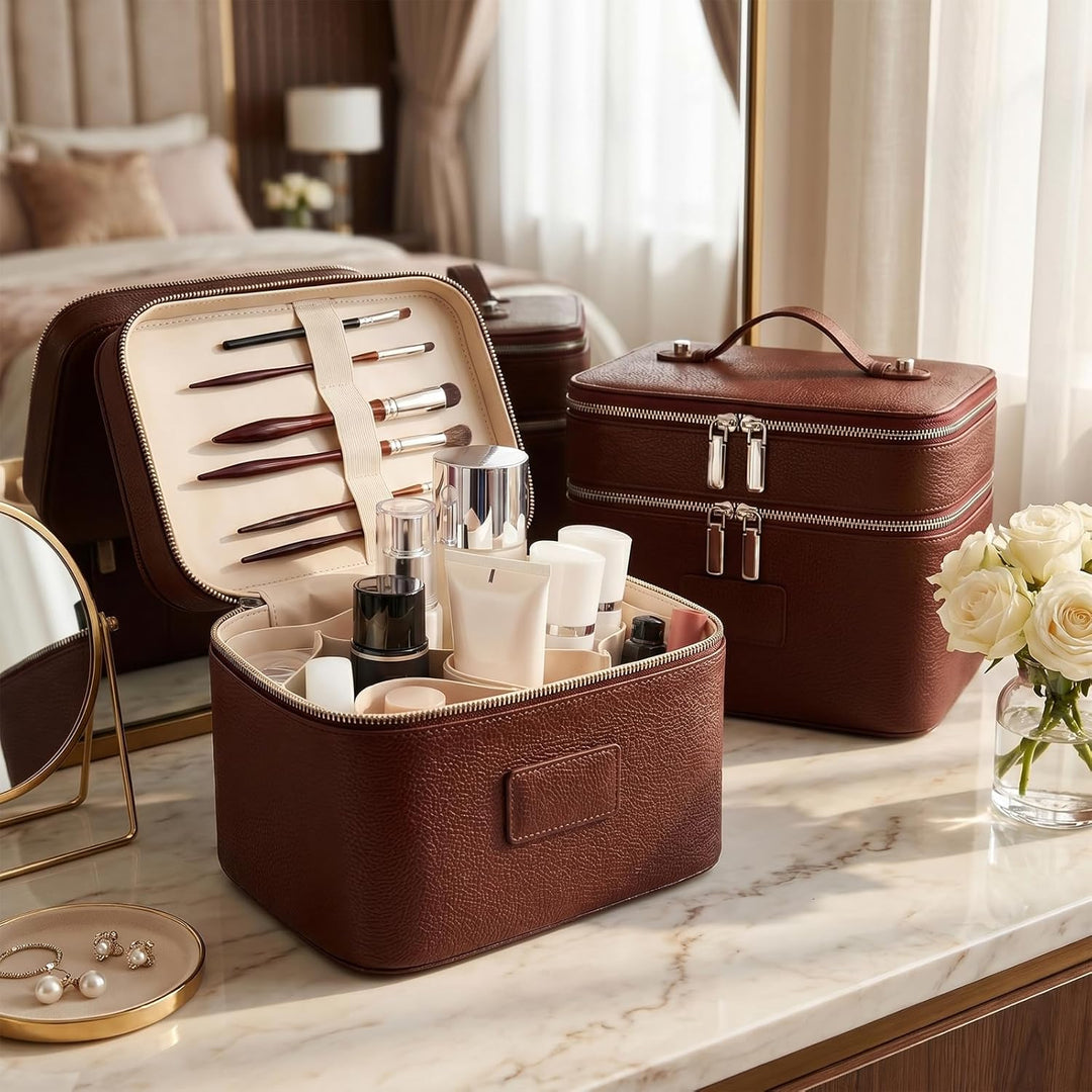 Kosmetiktasche,Kulturtasche Damen,Make up Tasche Mit Grossem Fassungsvermögen und Zwei Ebenen,Reise-
