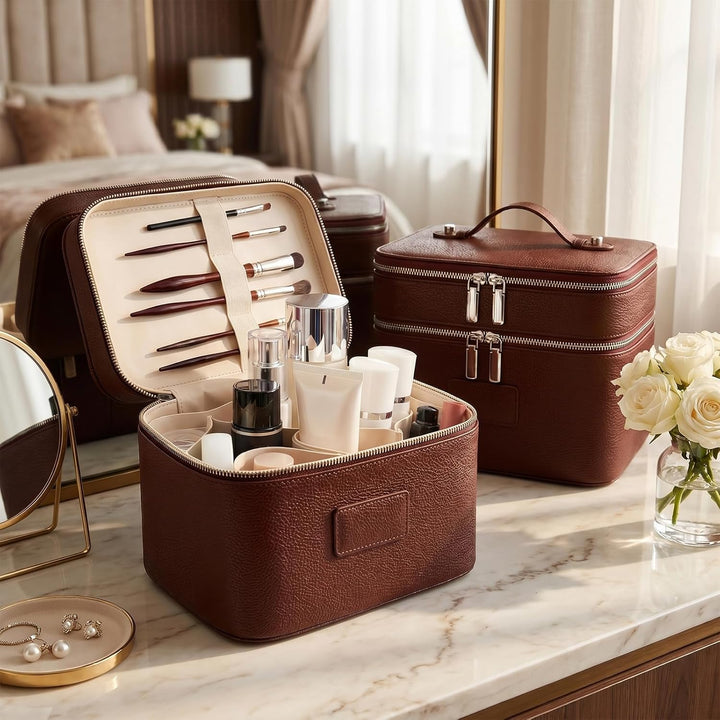 Kosmetiktasche,Kulturtasche Damen,Make up Tasche Mit Grossem Fassungsvermögen und Zwei Ebenen,Reise-