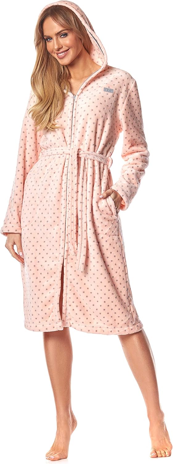 L&L - 9156 Long Luxury Toweling Damen Weicher Langarm Bademantel. Extrem Leicht. Hausmantel mit Reis