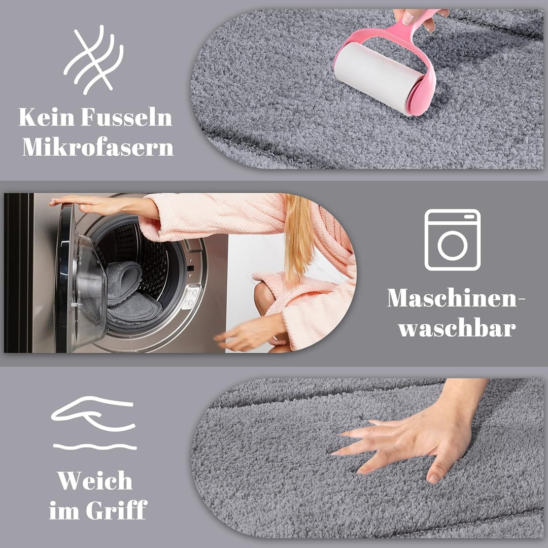 Badematte 60x90 cm, rutschfest & Waschbar, Weicher Mikrofaser Badezimmerteppich, Saugfähig & Schnell