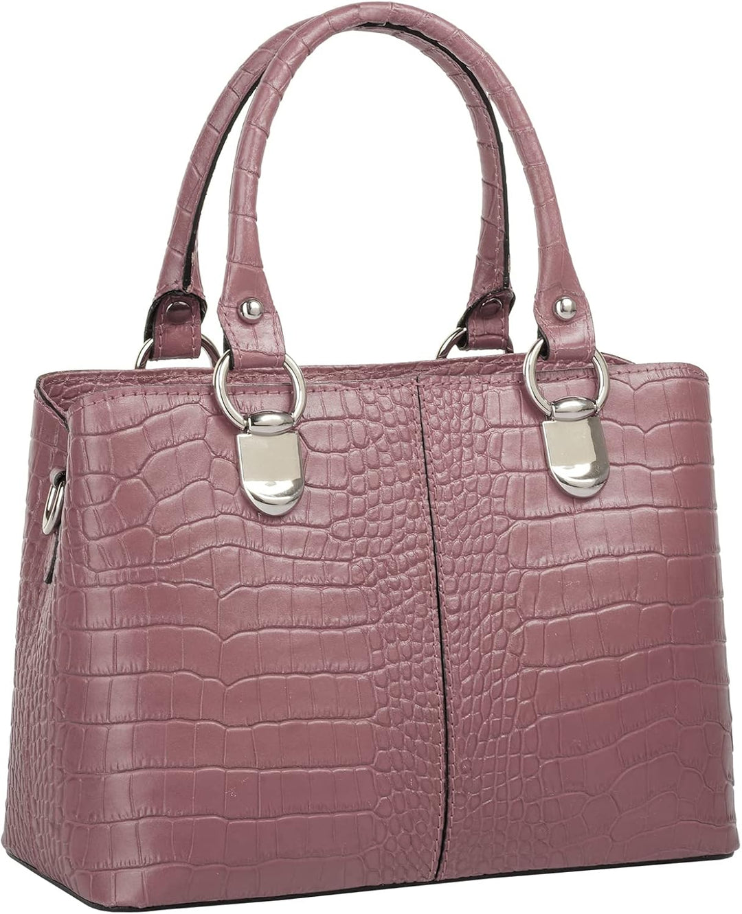 Umhängetasche echt Leder Damen | Made in Italy, Kroko-Optik Handtasche, Damen Schultertasche, elegan