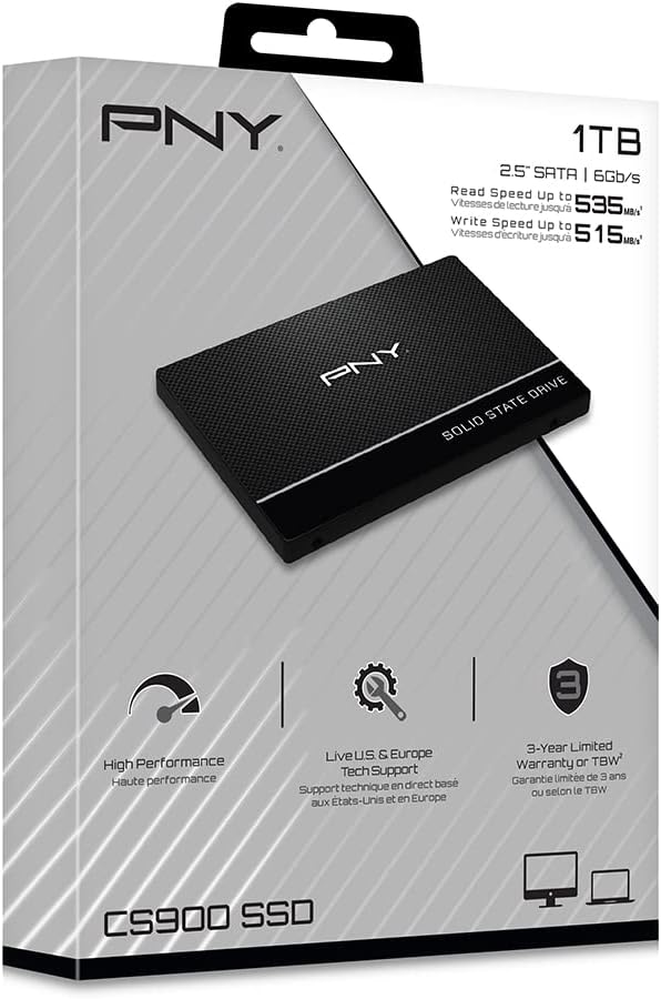 PNY CS900 1TB 2.5” SATA III Internal Solid State Drive (SSD) - (SSD7CS900-1TB-Rb) 1TB 2.5 SATA, 1TB