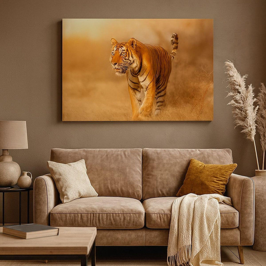 ARTTOR Bilder auf Leinwand 100x70cm Leinwandbild mit Rahmen tiger tier Gross Wanddeko Bild Schlafzim